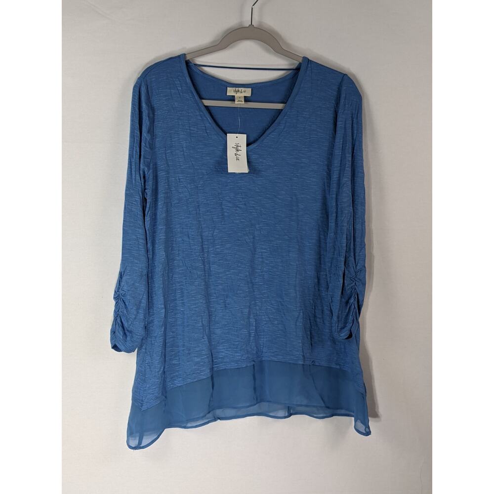 Style & Co V Neck Chiffon Hem Top Riviera S Long Sleeves Trendy Layered Career